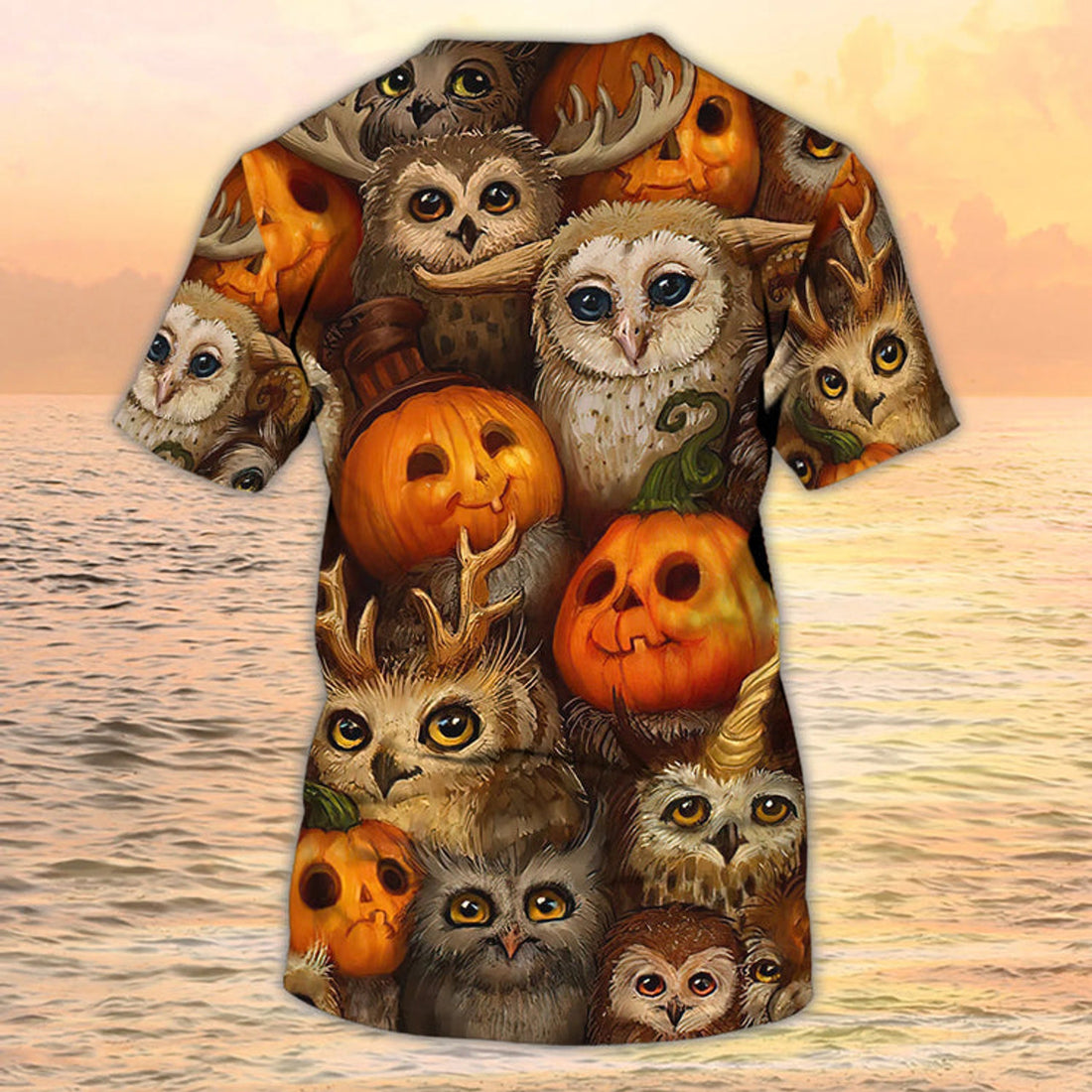 Owl Halloween Shirts 3D All Over Printed Owl And Pumpkin Halloween T-Shirt