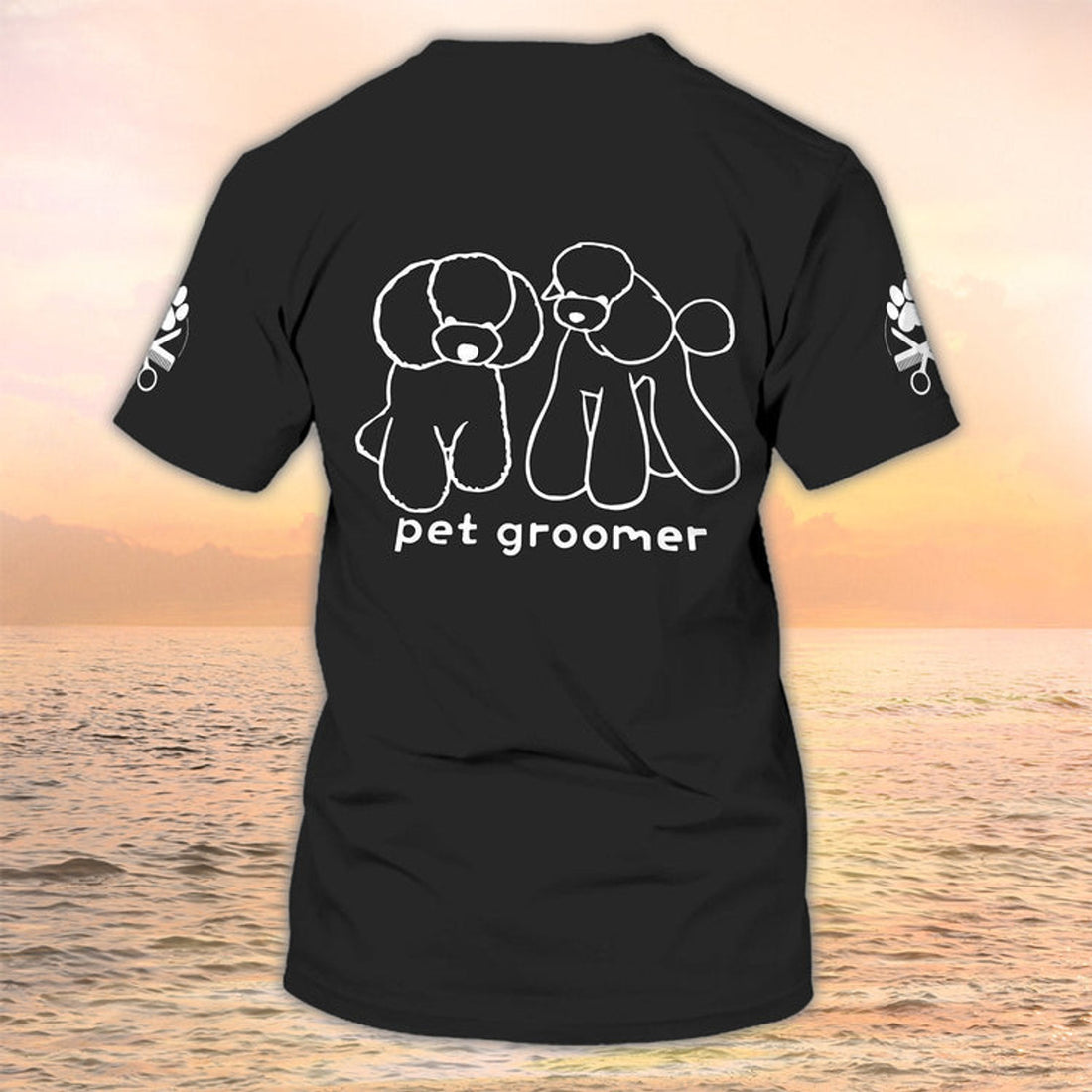 FUNSTUFFPRINT Pet Groomer T-Shirt Grooming Custom Shirts Pet Salon Uniform Black 3D T-shirt