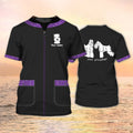 FUNSTUFFPRINT Pet Groomer T-Shirt Grooming Custom Shirts Pet Salon Uniform Black & Purple 3D T-shirt