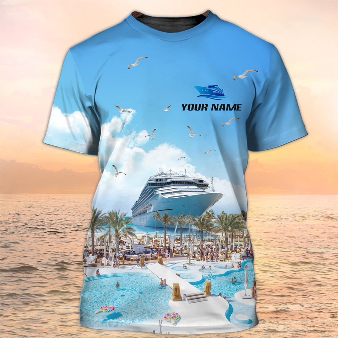 FUNSTUFFPRINT Custom Name Cruise T-Shirts For Family, Cruise Tee shirts 3D All Over Print For Summer Trip 3D T-shirt