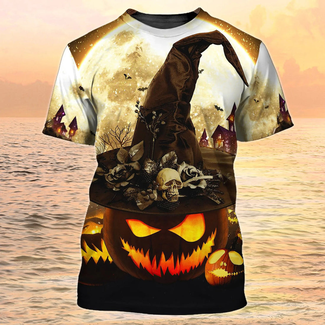 3D Skull Halloween On Pumpkin Shirt Halloween 3D T-Shirt Men Women