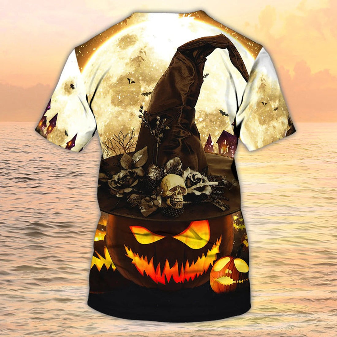 3D Skull Halloween On Pumpkin Shirt Halloween 3D T-Shirt Men Women