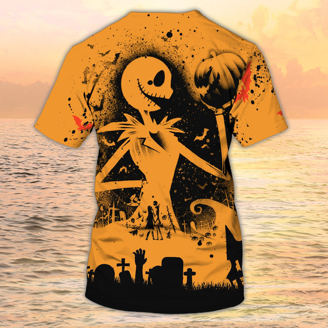 FUNSTUFFPRINT 3D All Over Printed Happy Halloween T-Shirt Grave Raise The Hand On Nigh3D T-shirt