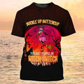 FUNSTUFFPRINT Funny Flamingo Flying On Night Halloween Shirt Men Women Flipped My Witch Switch 3D Shirt 3D T-shirt