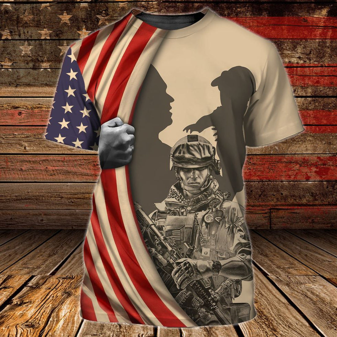 FUNSTUFFPRINT Gift For Veteran Grandpa, 3D PrinT-Shirt Veteran American Flag Pattern, Classic Veteran Zip Up Hoodie 3D T-shirt