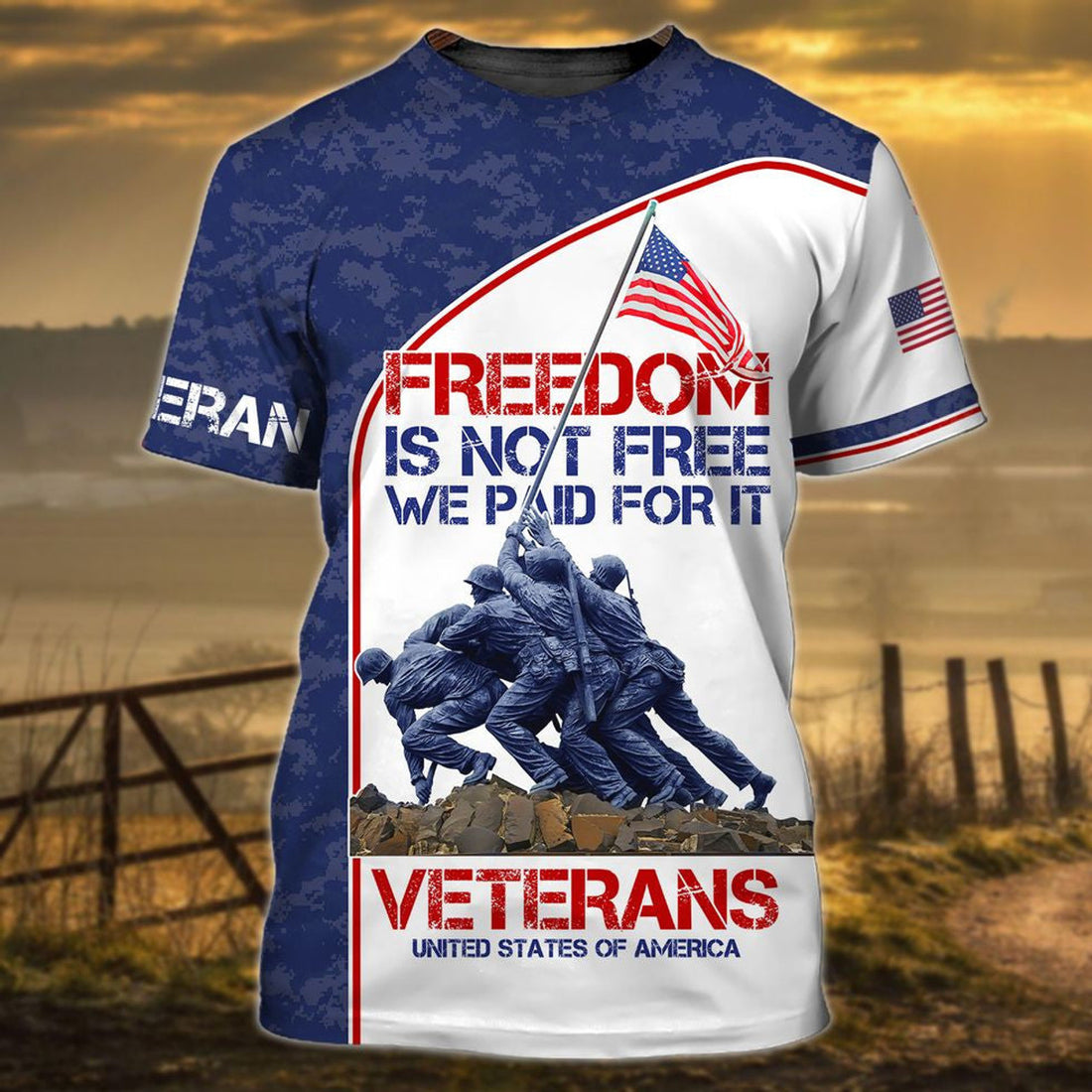FUNSTUFFPRINT Freedom Isn'T Free We Paid For It Veteran, Veteran Shirt, Gift For Grandpa Veteran 3D T-shirt