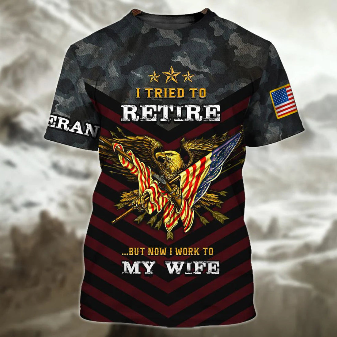 Veteran 3D Shirts, I Tried To Retire But Now I Work To My Wife Veteran Zip Hoodie, Veteran Clothing
