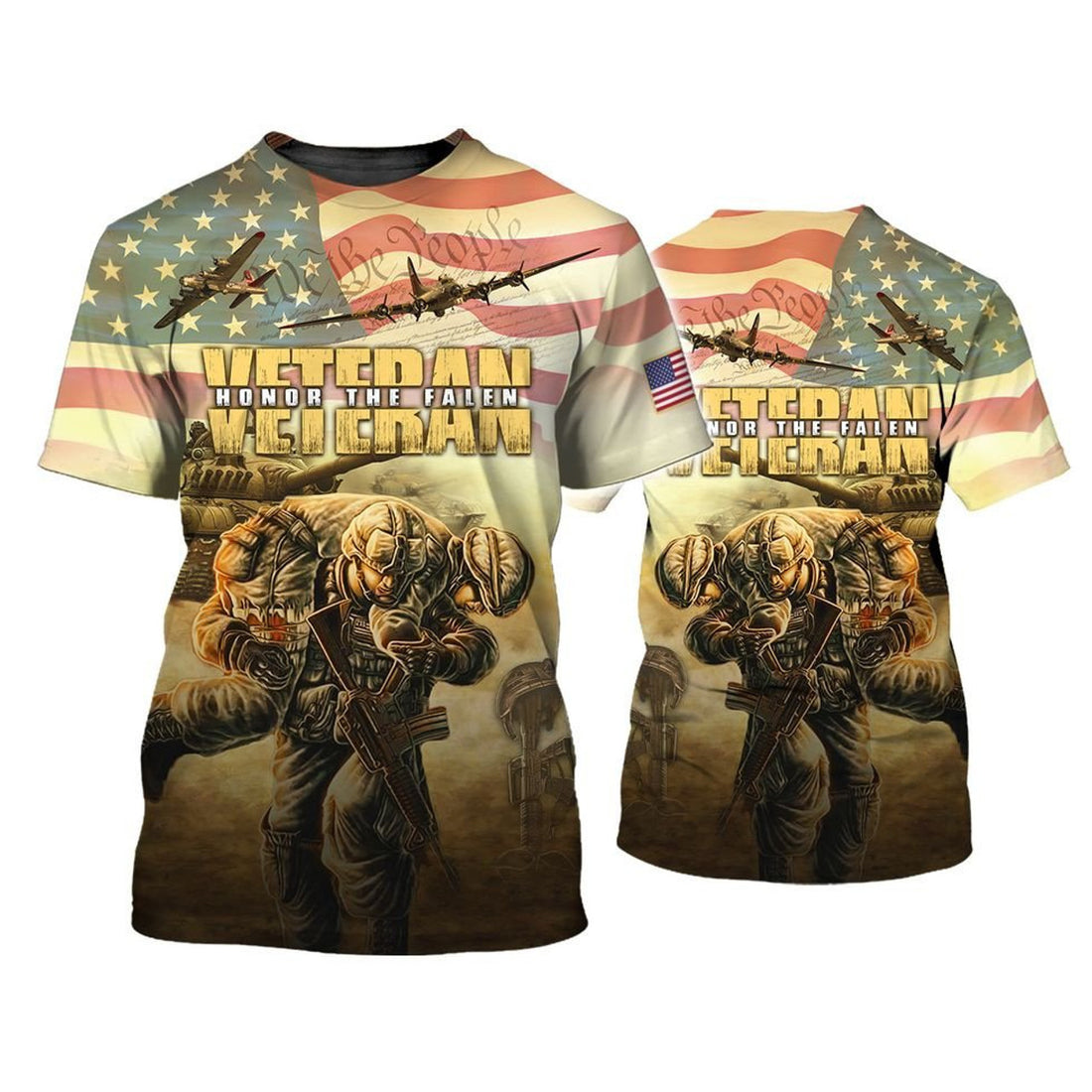 FUNSTUFFPRINT Veteran Honor The Fallen, Us Veteran 3D All Over Print , Present To Veteran 3D T-shirt