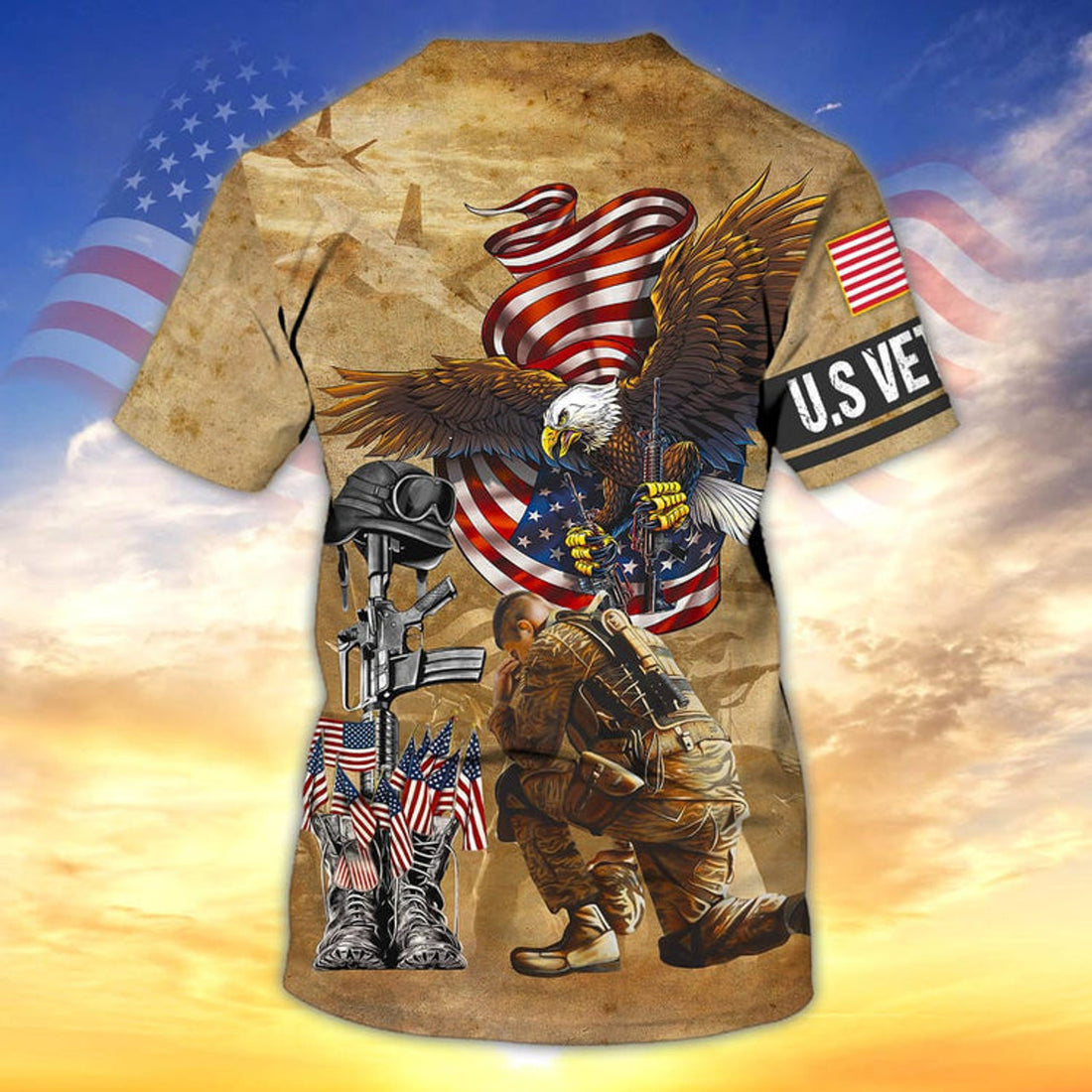 FUNSTUFFPRINT Us Veteran 3D All Over PrinT-Shirt, Gift For Veteran 3D T-shirt