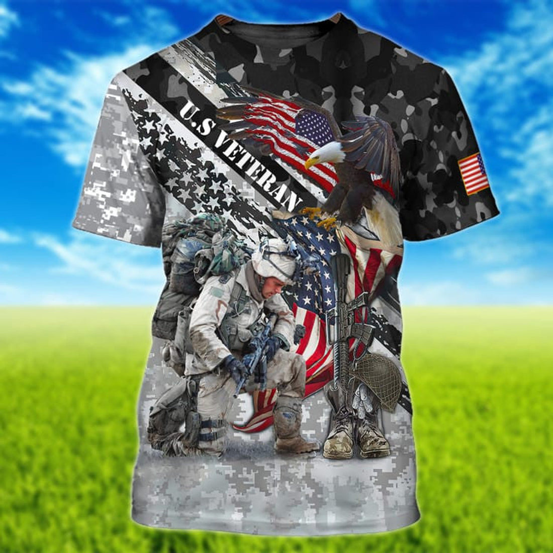 FUNSTUFFPRINT 3D All Over Print T-Shirt For Veteran, To My Veteran Husband, Hoodie For A Veterans 3D T-shirt