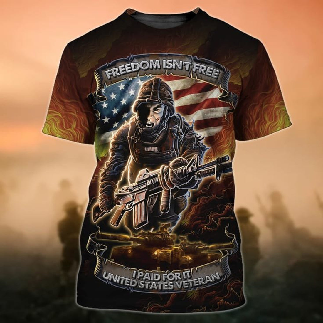 FUNSTUFFPRINT Freedom Isn'T Free United State Veteran 3D Shirt, Us Veteran Clothing, Gift To Veterans 3D T-shirt
