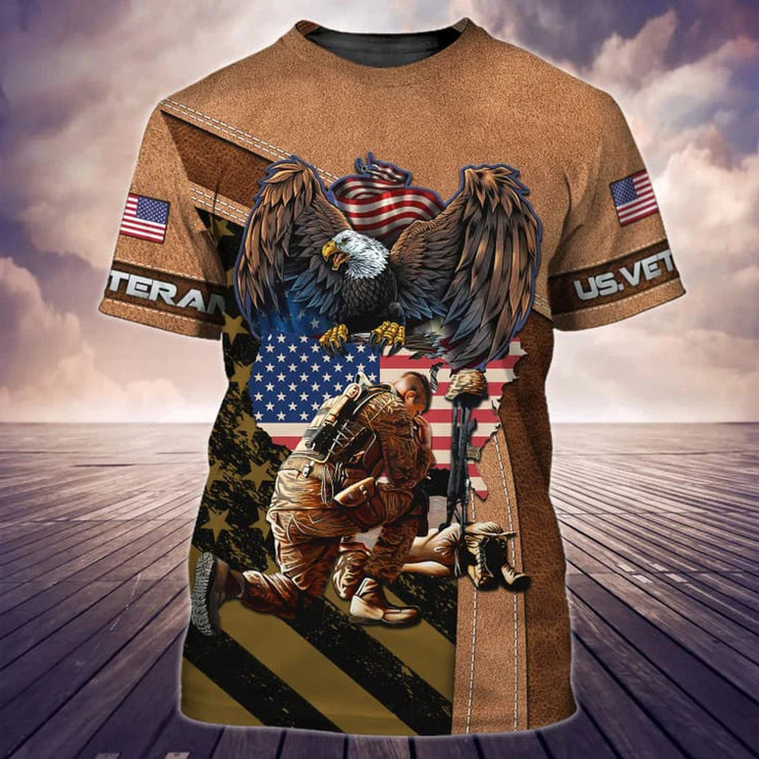 Veterans Eagle 3D Print T-Shirt, Old Veteran Clothing, Veteran Apparel