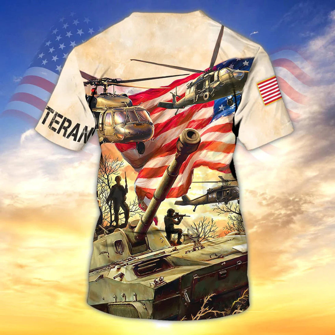3D All Over Print Us Veteran Pattern, Gift For Veteran Dad, American Veteran 3D T-Shirt