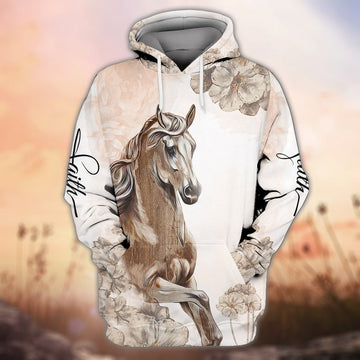 FUNSTUFFPRINT White Horse 3D Shirts Design, Love Horse 3D Hoodie and Zip Hoodie