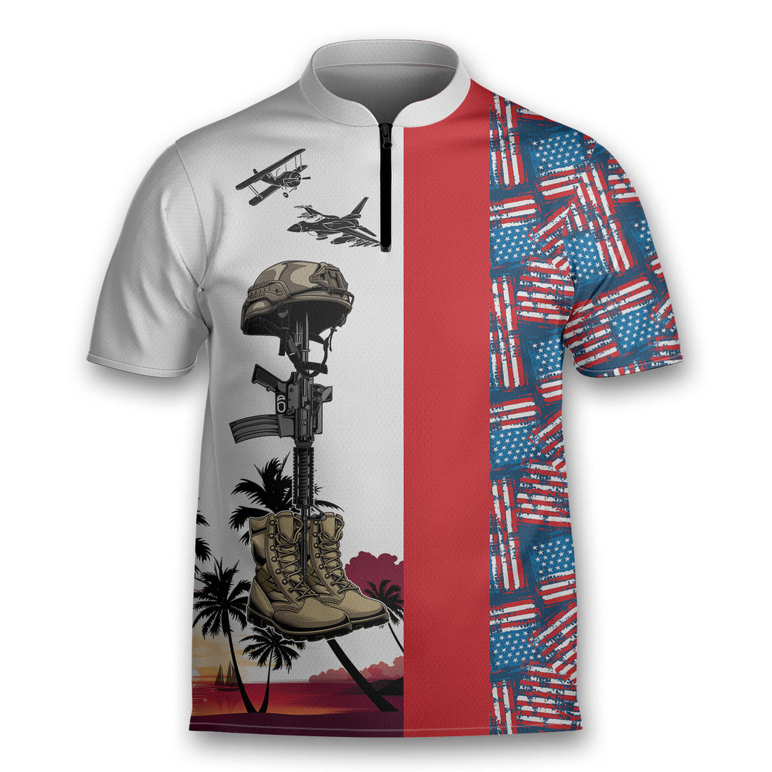 Custom Honoring All Who Served Veteran Zipped Bowling Jersey Custom Name Polo