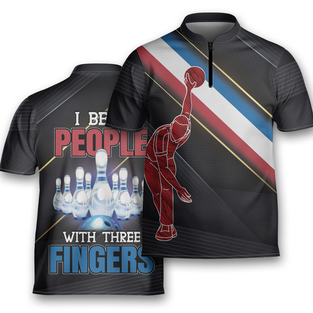 I Beat People With Three Fingers Polo Bowling Jersey Shirt
