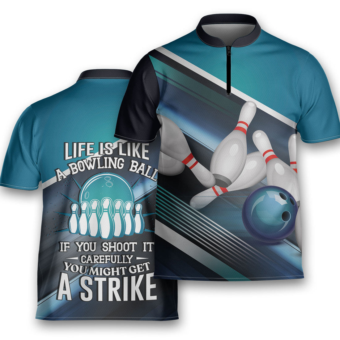 Life Is Like A Bowling Ball Polo Shirt Colorful Tenpin Bowling Jersey Shirt
