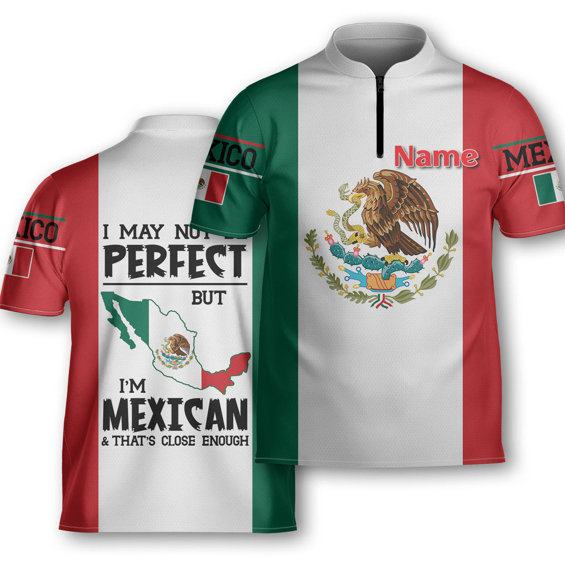 Love Mexico I May Not Be Perfect But I’m Mexican Bowling Jersey Polo