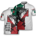 Mexico Jesus One Nation Under God Mexican Flag Bowling Jersey Polo