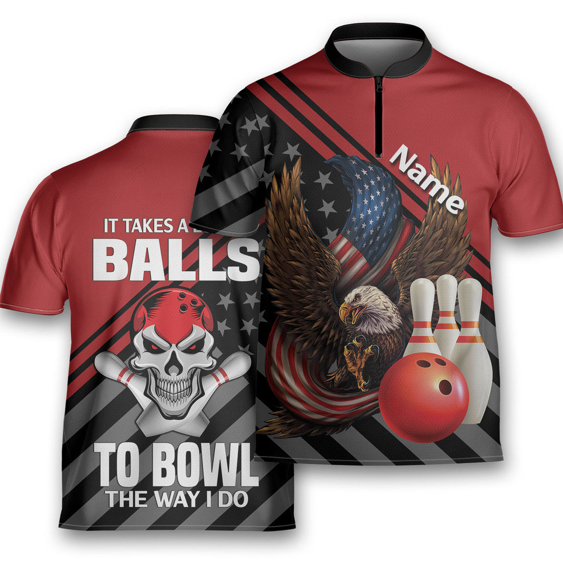 Custom Name It Takes A Lot Of Balls To Golf The Way I Do Bowling Jersey Polo