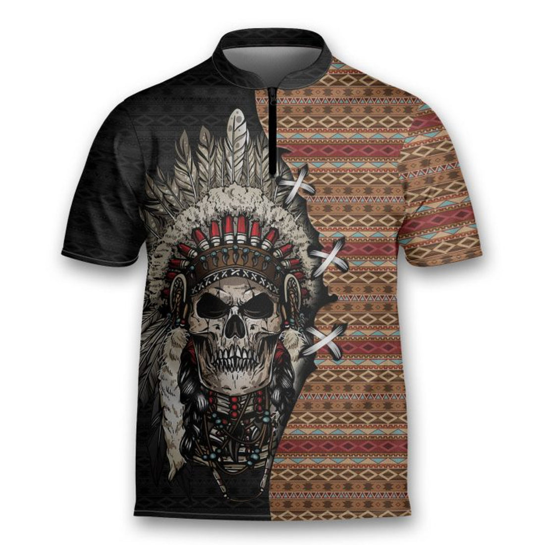 Custom Skull Native American Customize Name Polo Bowling Jersey