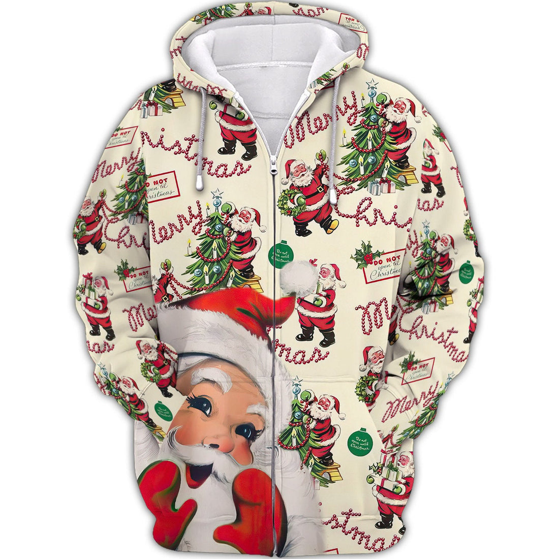 FUNSTUFFPRINT Santa Gift 3D Printed Unisex Merry Christmas 3D Hoodie and Zip Hoodie