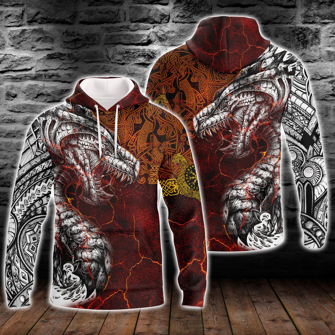 FUNSTUFFPRINT- Dragon Tattoo 3D Hoodie and Zip Hoodie
