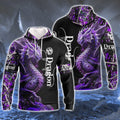 FUNSTUFFPRINT Violet Dragon Tattoo 3D Hoodie and Zip Hoodie