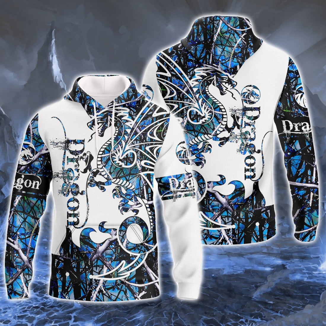 FUNSTUFFPRINT - Blue Dragon Tattoo 3D Hoodie and Zip Hoodie