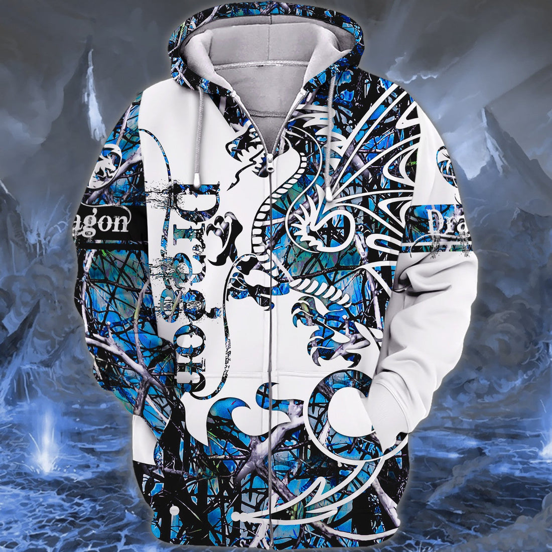 FUNSTUFFPRINT - Blue Dragon Tattoo 3D Hoodie and Zip Hoodie