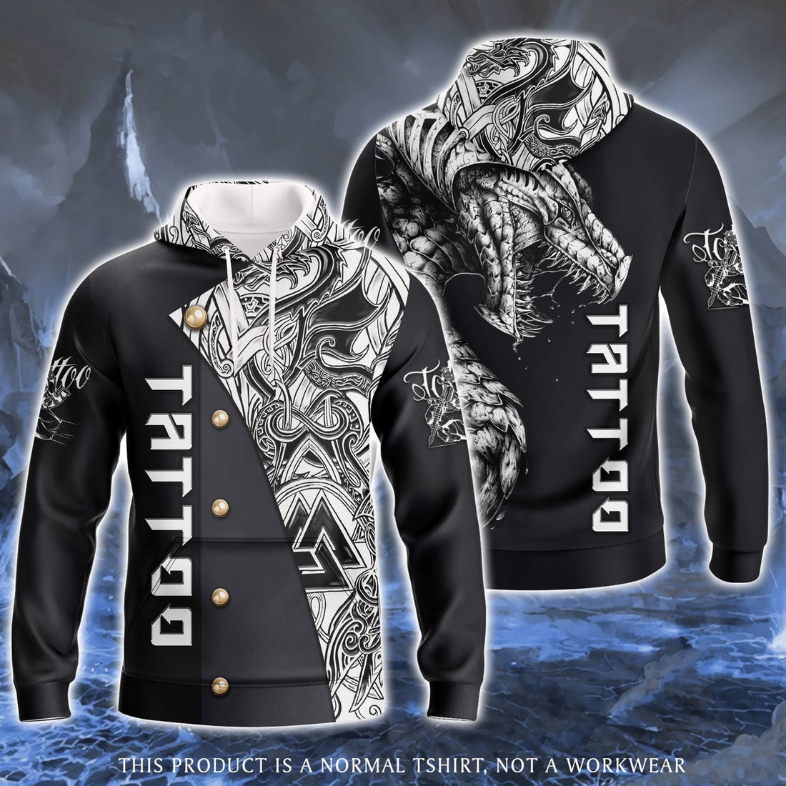 FUNSTUFFPRINT Dragon Tattoo Artist 3D Hoodie and Zip Hoodie
