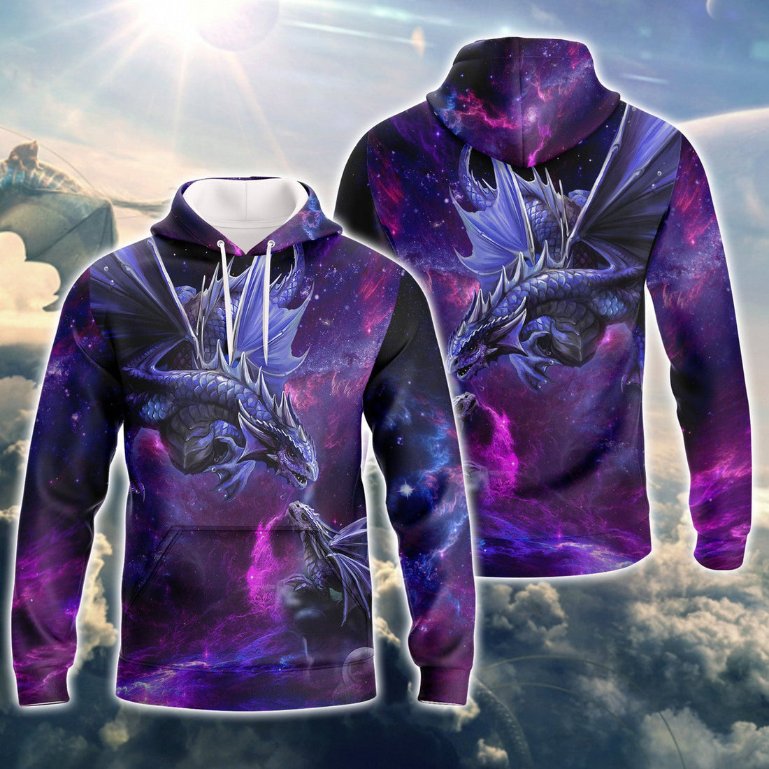 FUNSTUFFPRINT Purple Dragon Tattoo 3D Hoodie and Zip Hoodie