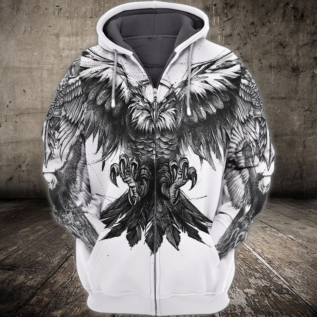 FUNSTUFFPRINT Eagle Tattoo 3D Hoodie and Zip Hoodie