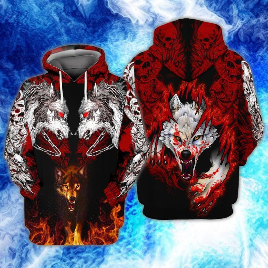 FUNSTUFFPRINT Wolf Tattoo 3D Hoodie and Zip Hoodie