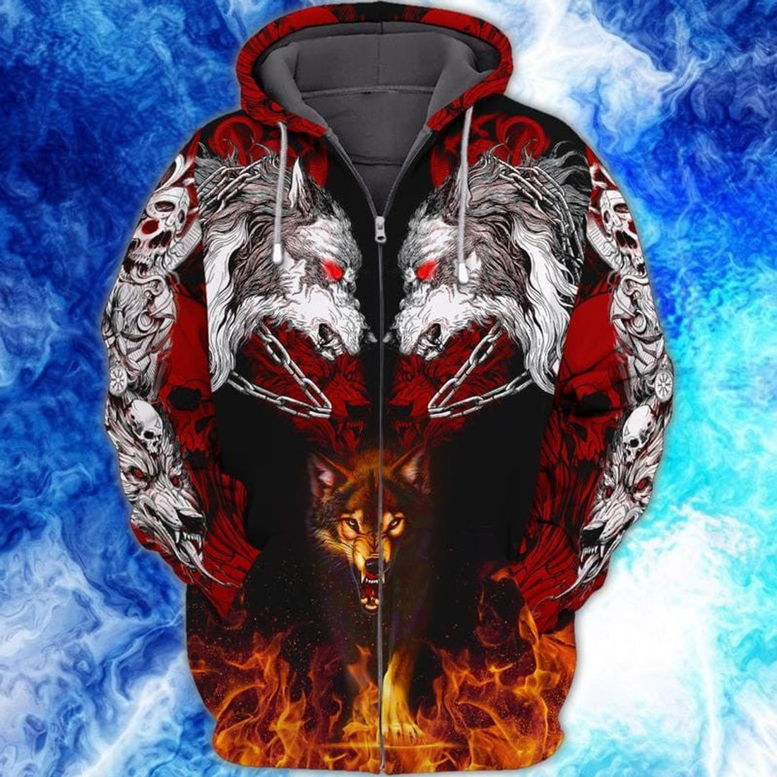 FUNSTUFFPRINT Wolf Tattoo 3D Hoodie and Zip Hoodie