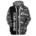 FUNSTUFFPRINT Tribal Tattoos Metal Skull Personalized Name 3D Hoodie and Zip Hoodie