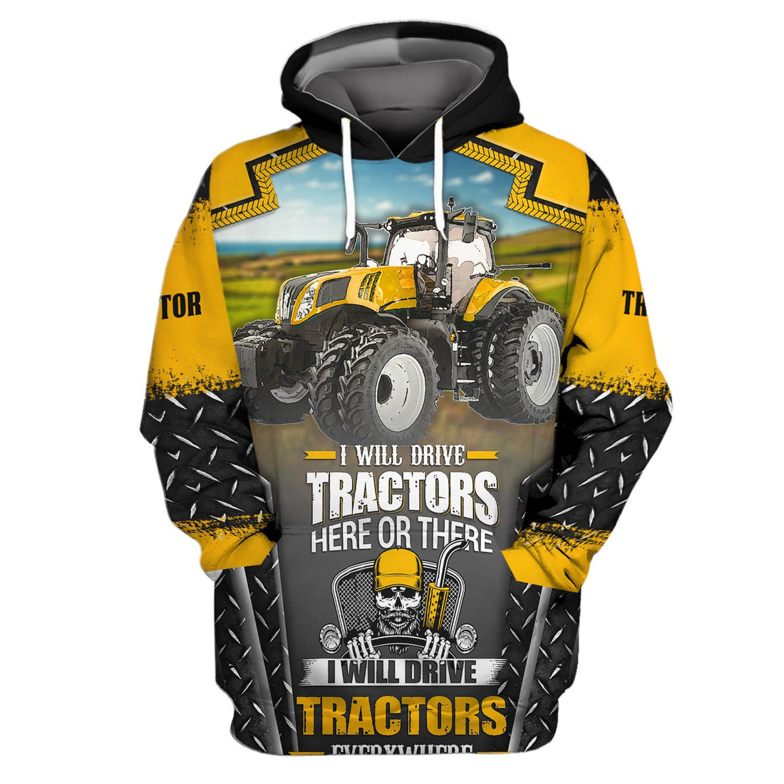 FUNSTUFFPRINT Tractor - I Will Drive Tractors Here Or There I Will Drive Tractors Everywhere 3D Hoodie and Zip Hoodie
