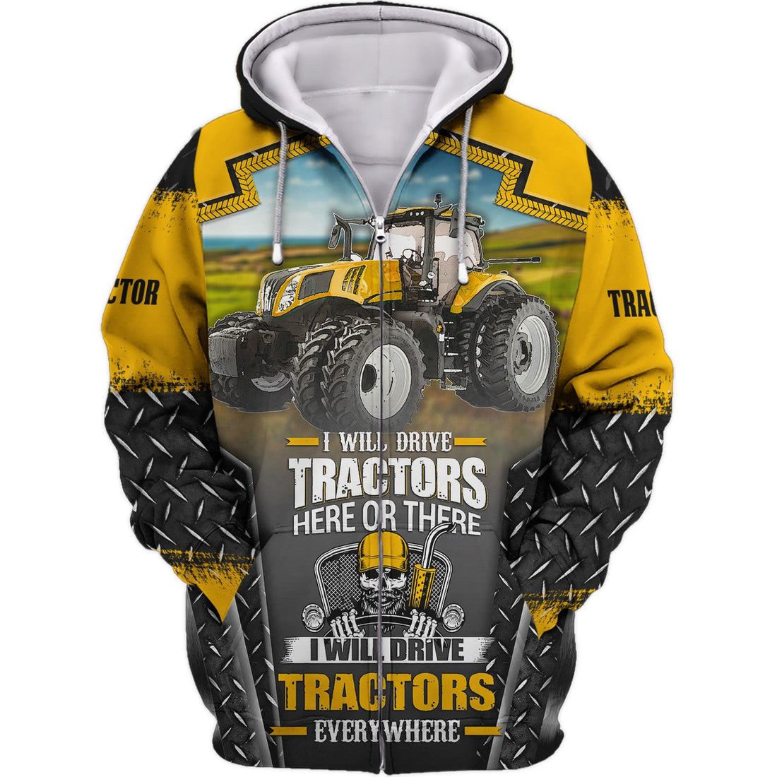 FUNSTUFFPRINT Tractor - I Will Drive Tractors Here Or There I Will Drive Tractors Everywhere 3D Hoodie and Zip Hoodie