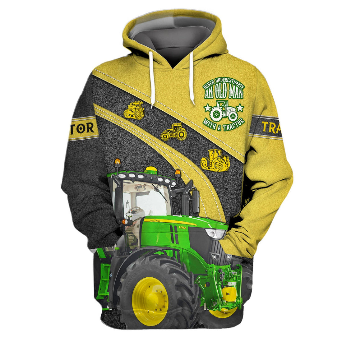 FUNSTUFFPRINT Funny Farmer - Never Underestimate An Old Man With A Tractor 3D Hoodie and Zip Hoodie