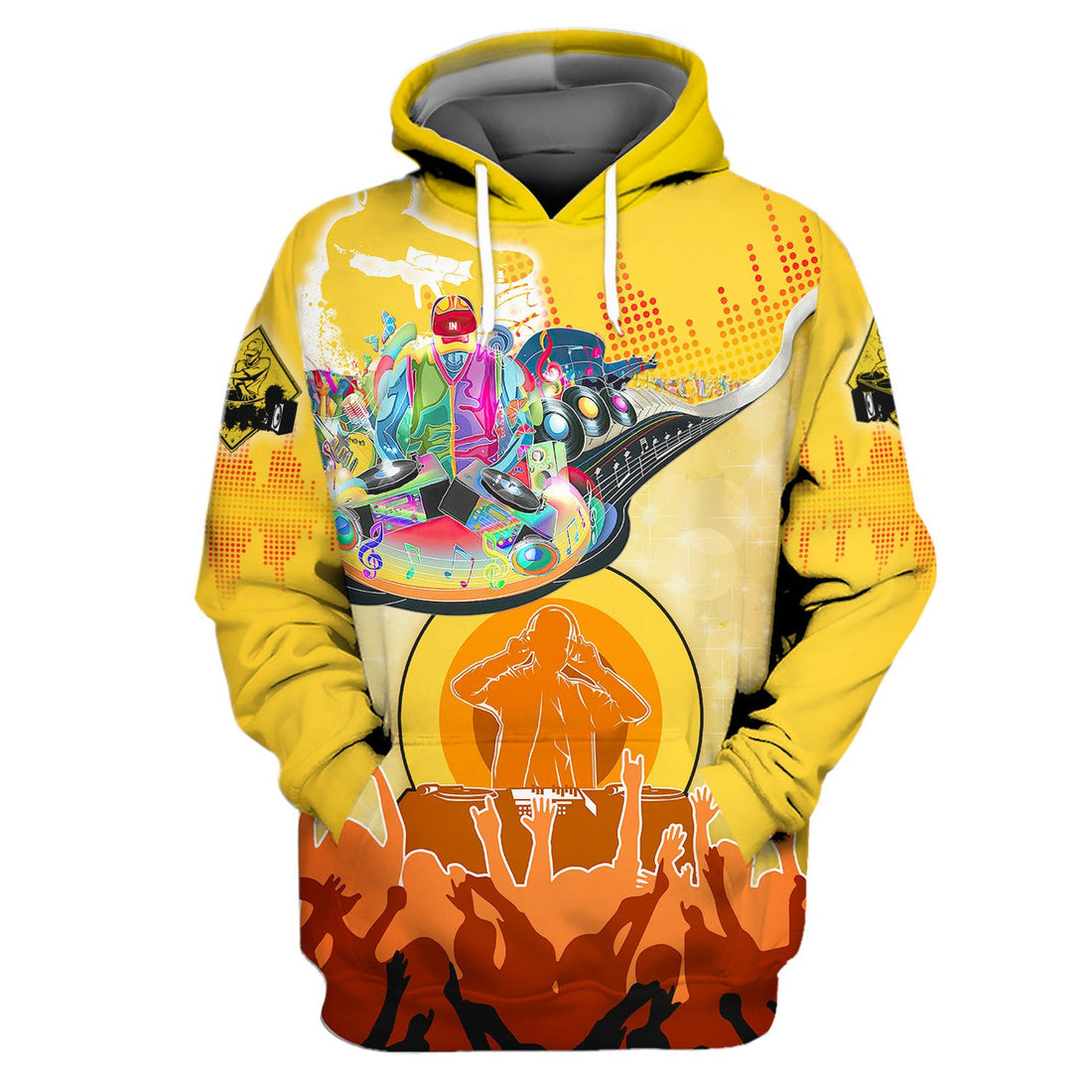 FUNSTUFFPRINT DJ Music Lover Yellow 3D Hoodie and Zip Hoodie