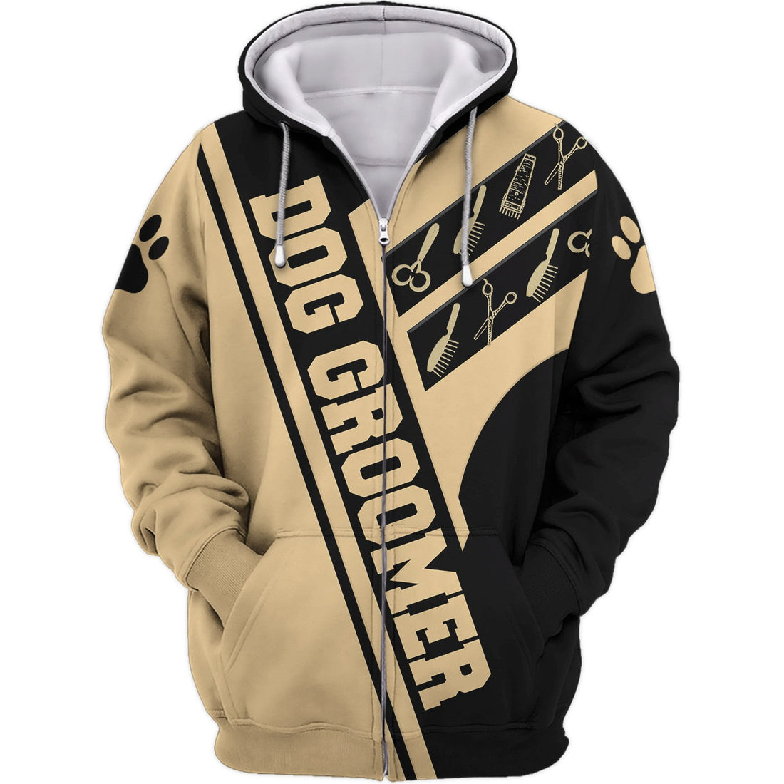 FUNSTUFFPRINT Dog Groomer Shirt, Pet Groomer Gift Yellow 3D Hoodie and Zip Hoodie