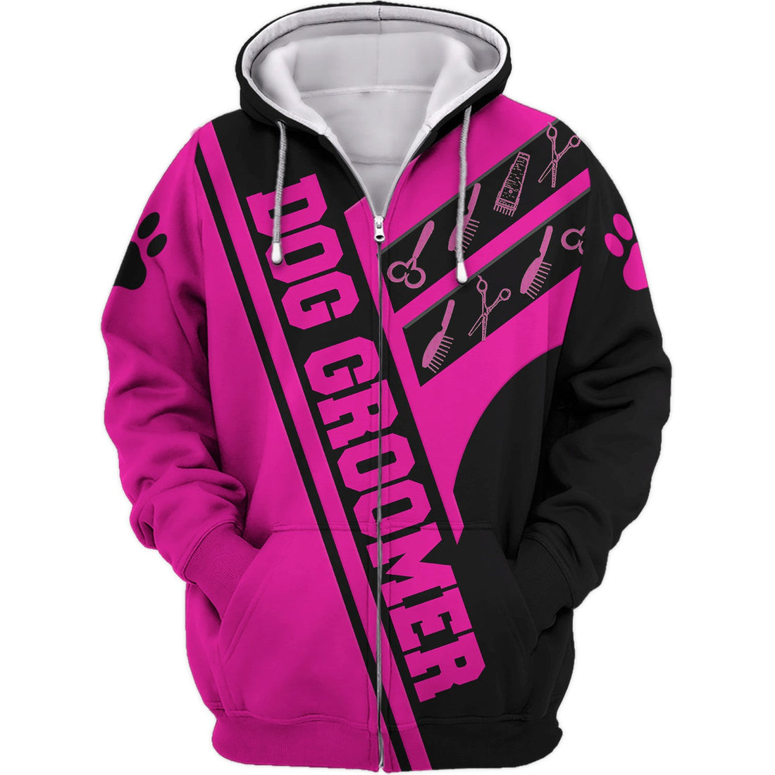 FUNSTUFFPRINT Dog Groomer Shirt, Pet Groomer Gift Pink 3D Hoodie and Zip Hoodie