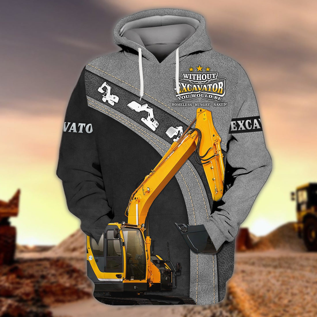 FUNSTUFFPRINT- Excavator All Over Printed Shirts 3D Hoodie and Zip Hoodie