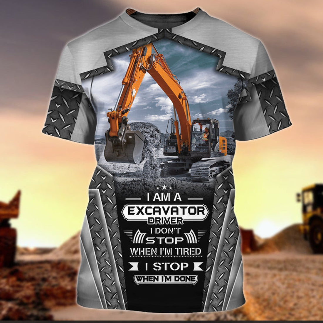 FUNSTUFFPRINT I Am Excavator Driver Metal 3D All Over PrinT-Shirt, Excavator Shirt for Men & Women 3D T-shirt