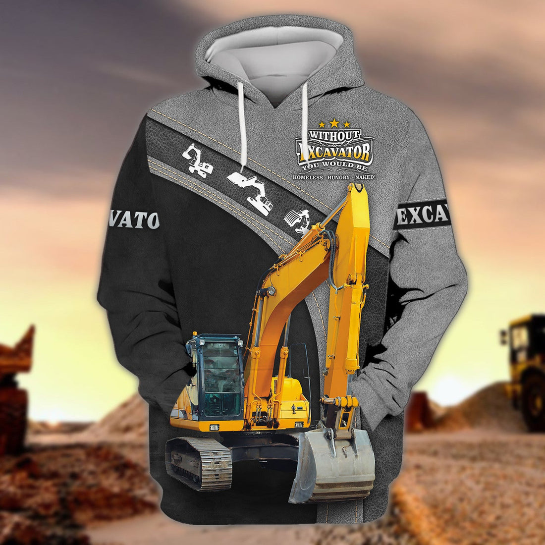 FUNSTUFFPRINT Excavator Driver Hoodie Tshirt Sweatshirt for 3D Hoodie and Zip Hoodie