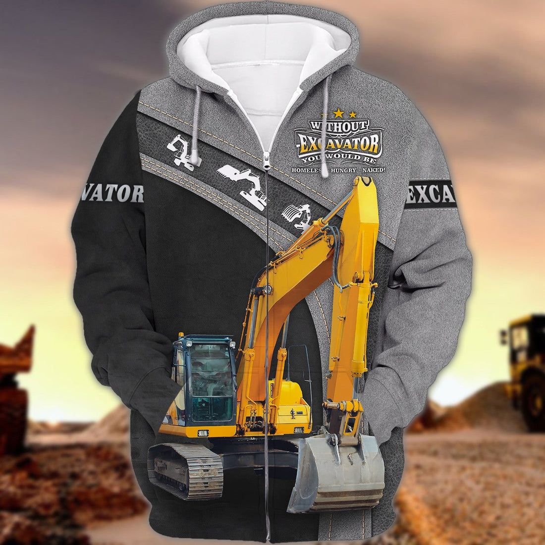 FUNSTUFFPRINT Excavator Driver Hoodie Tshirt Sweatshirt for 3D Hoodie and Zip Hoodie