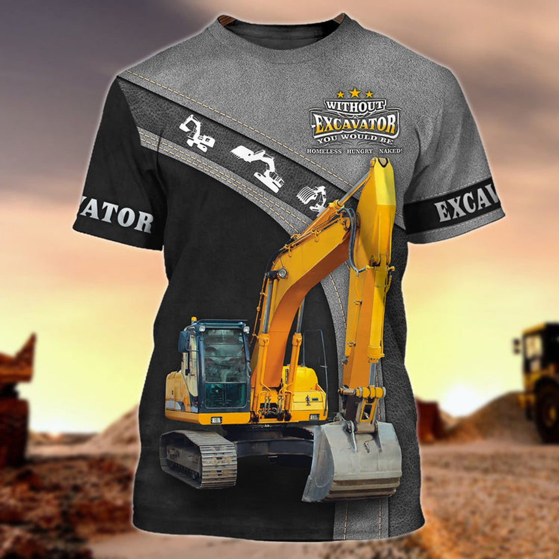 FUNSTUFFPRINT Excavator Driver 3D Full PrinT-Shirt for Men & Women, Christmas Shirt for Excavator 3D T-shirt