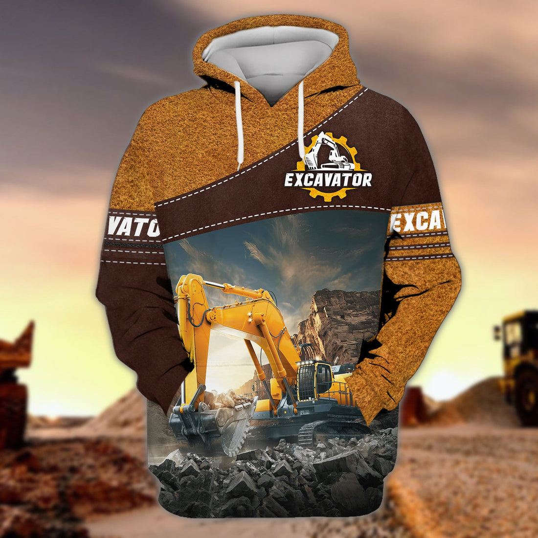 FUNSTUFFPRINT Excavator Hoodie Tshirt Sweatshirt for Men & Women 3D Hoodie and Zip Hoodie