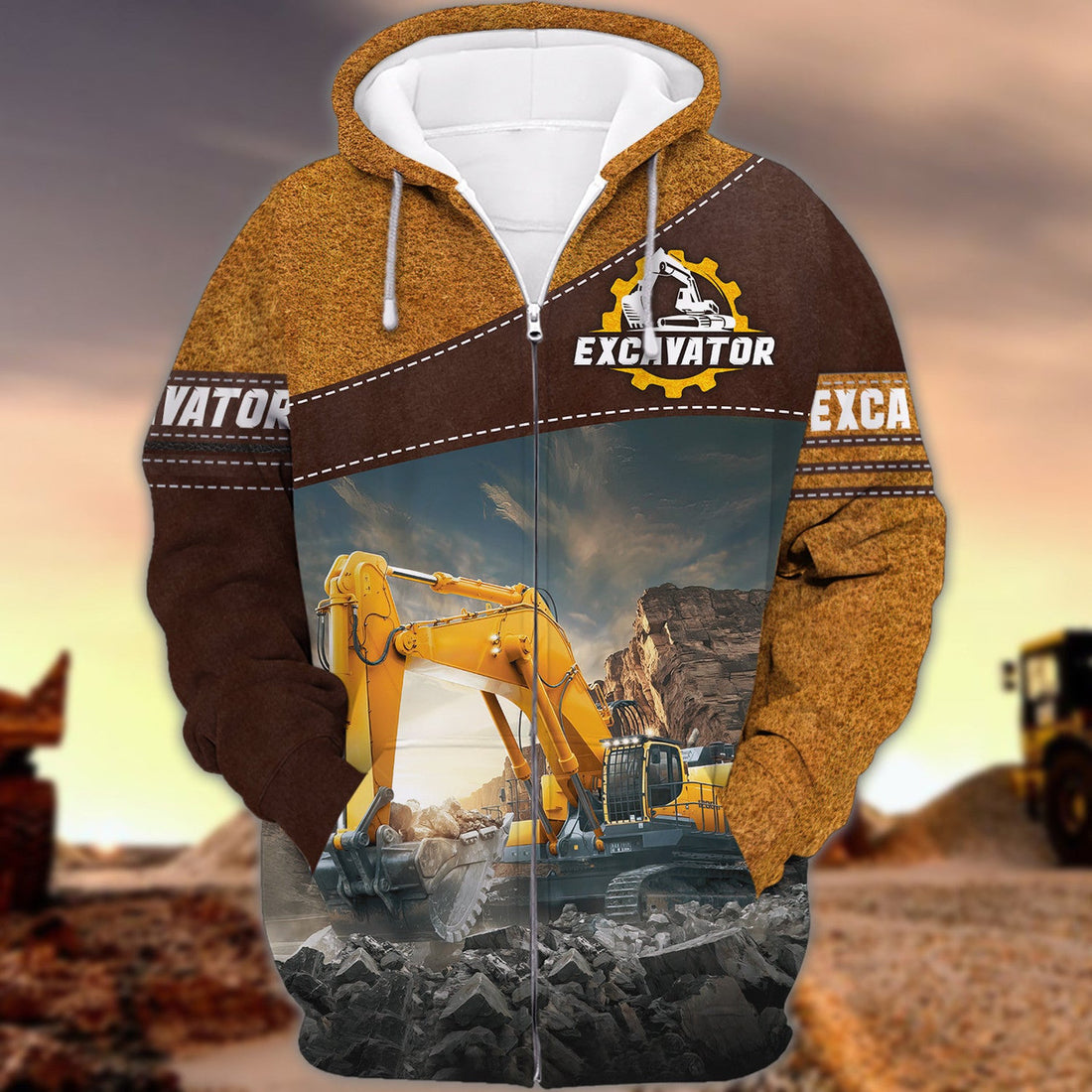 FUNSTUFFPRINT Excavator Hoodie Tshirt Sweatshirt for Men & Women 3D Hoodie and Zip Hoodie