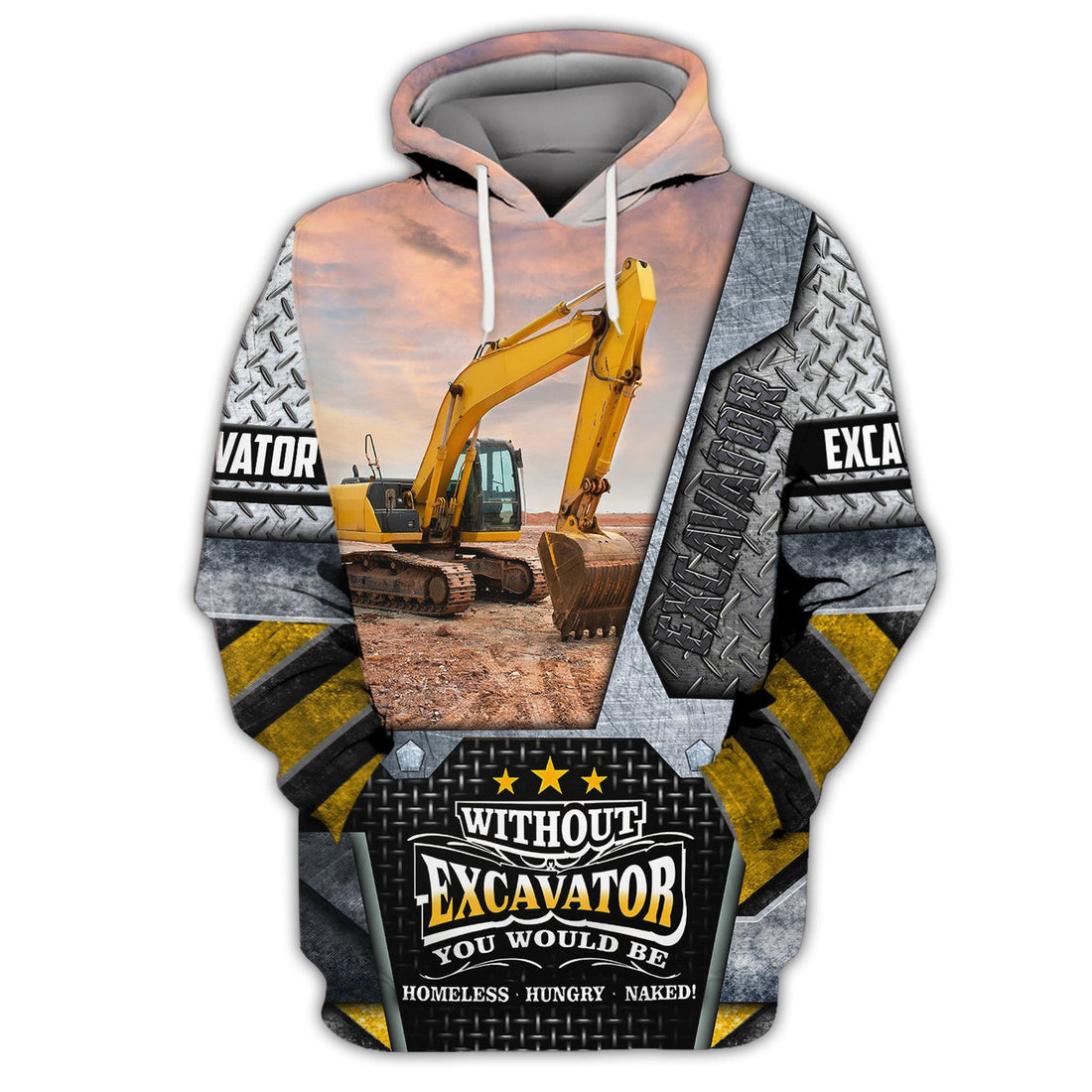 FUNSTUFFPRINT Excavator 3D Hoodie and Zip Hoodie